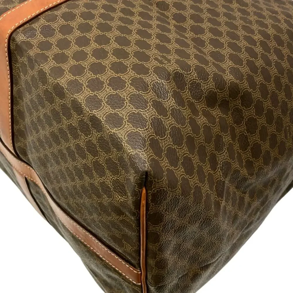 Celine Macadam Boston Bag Dark Beige Dark Brown PVC Leather